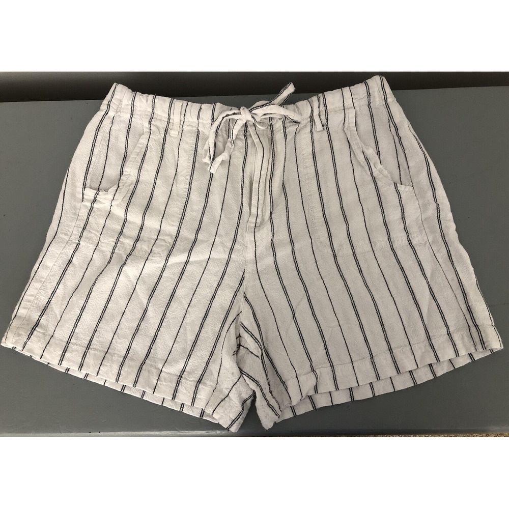 Definitions Shorts By D Jeans Women's Large White/Black Striped Linen Blend 4.5"